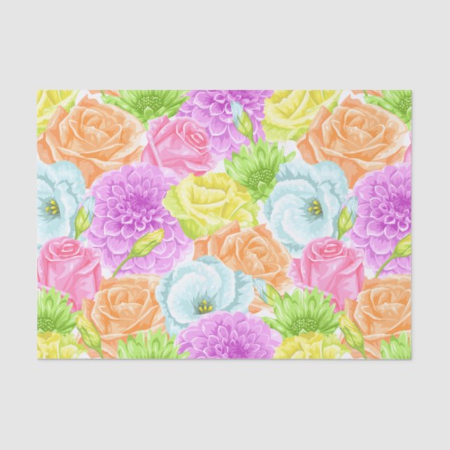 Papel De Seda Flores del jardín de verano acuático (Anverso)