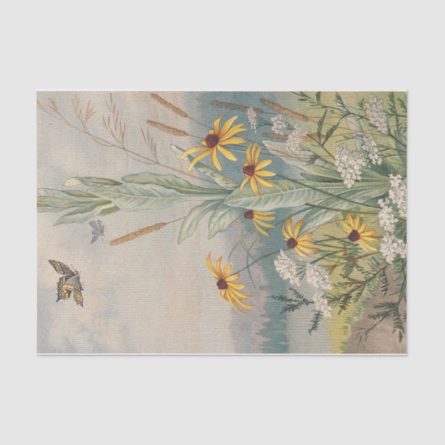 Papel De Seda Flores del prado por Louis Prang (Anverso)