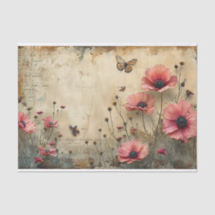 Papel De Seda Flores delgadas sobre un fondo angustiado