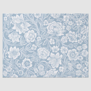 Papel De Seda Flores Dibujadas a Mano, Arte Botánico Gris Azul B