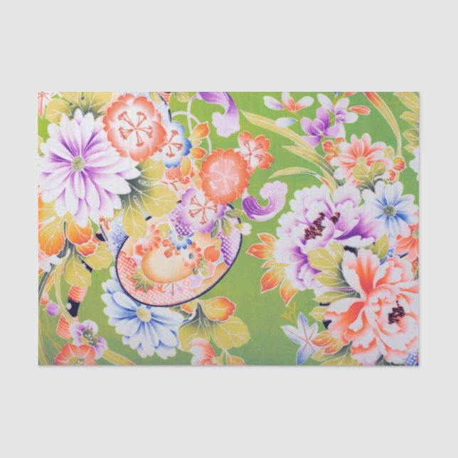 Papel De Seda Flores, diseño floral japonés (Anverso)
