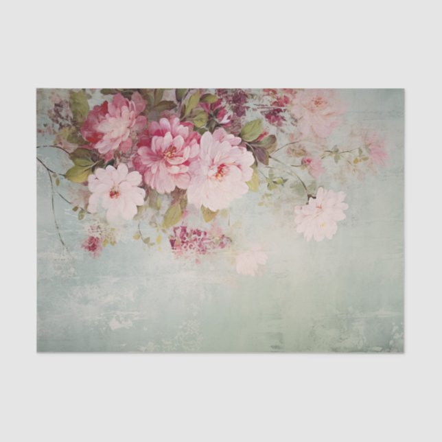Papel De Seda Flores Distressed Shabby Chic en el Borde (Anverso)