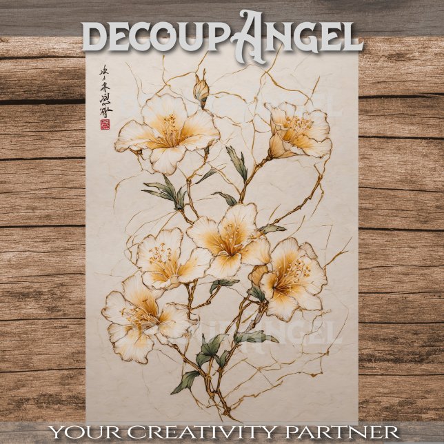 Papel De Seda Flores doradas estilizadas - Decoupage - (Subido por el creador)
