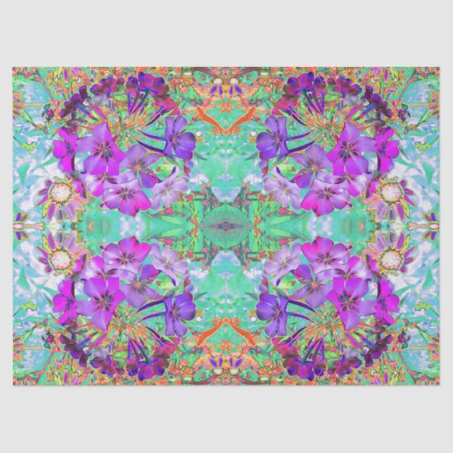 Papel De Seda Flores dramáticas psicodélicas magenta y púrpura (Anverso)