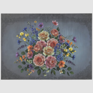 Papel De Seda Flores Elegantes de Acuarela en Pastel Decoupage