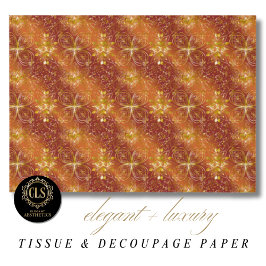 Papel De Seda Flores Elegantes de Cobre y Oro Estética de Lujo
