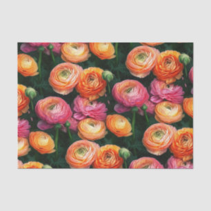 Papel De Seda Flores elegantes de color rosa y melocotón