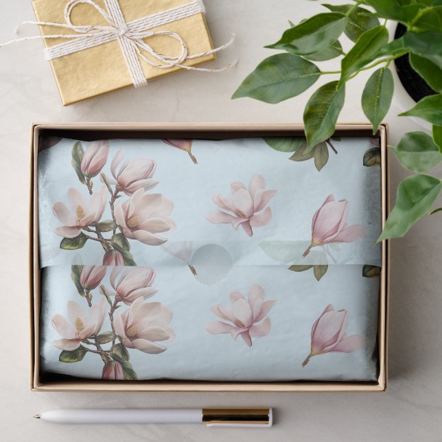 Papel De Seda Flores elegantes de magnolia del sur (Regalo )