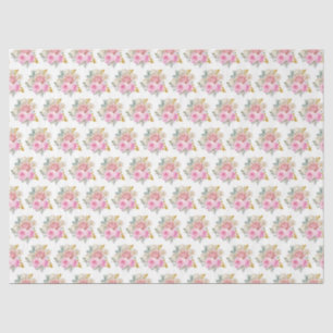 Papel De Seda Flores elegantes de rosa brillante y dorado