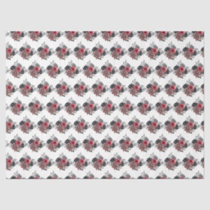 Papel De Seda Flores elegantes rojas y plateadas