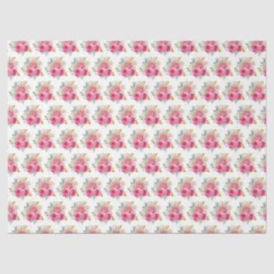 Papel De Seda Flores elegantes rosa caliente y dorado