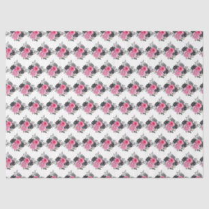 Papel De Seda Flores Elegantes Rosa Caliente y Plata