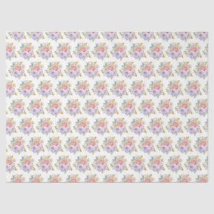 Papel De Seda Flores elegantes rosadas y moradas