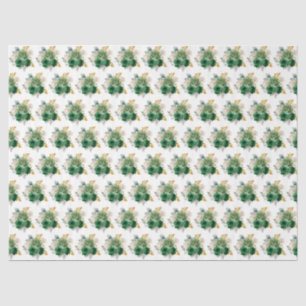 Papel De Seda Flores Elegantes Verde Oscuro y Dorado
