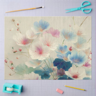 Papel De Seda Flores en Flor - Arte Botánico Suave en Pastel #1