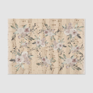 Papel De Seda flores en hojas de música vintage