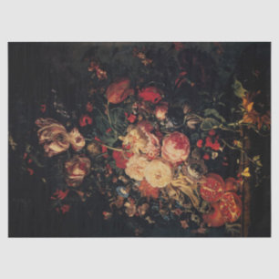 Papel De Seda Flores en un jarrón de vidrio con granadas, Ruysch