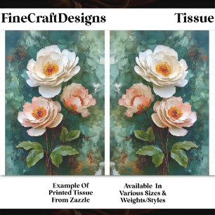 Papel De Seda Flores estilo peonía texturizadas con impasto DV4B