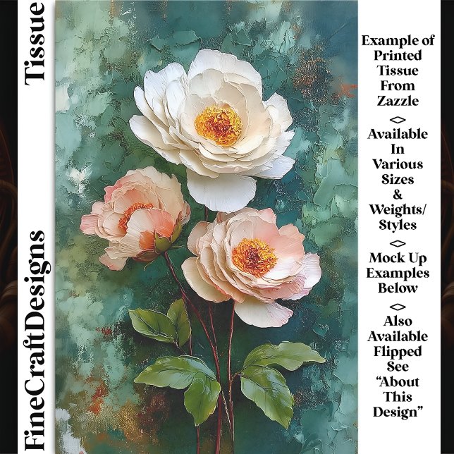 Papel De Seda Flores estilo peonía texturizadas con impasto DV4R (Subido por el creador)