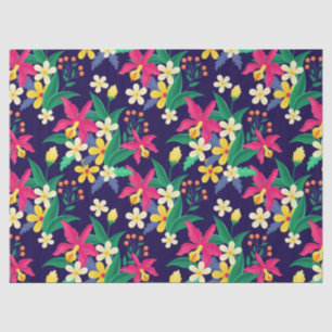 Papel De Seda Flores exóticas coloridas patrón de hojas-23021