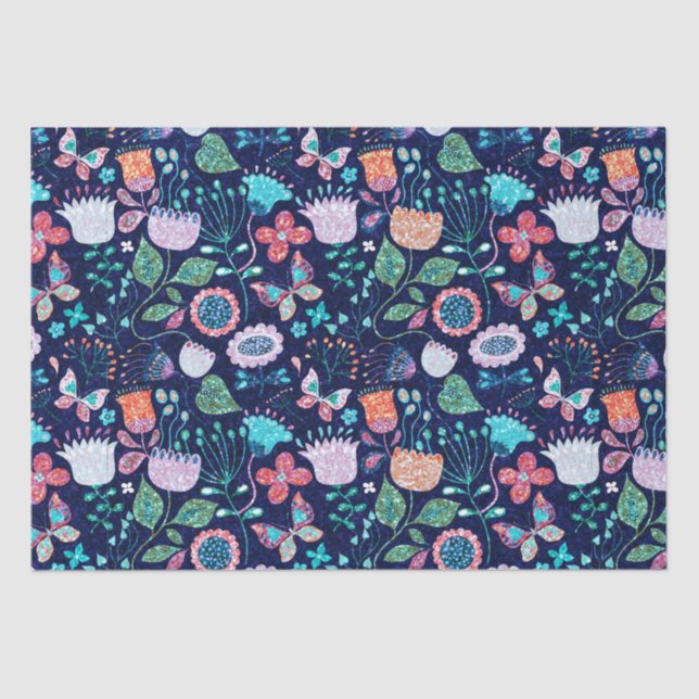 Papel De Seda Flores exóticas coloridas sin fisuras (Anverso)