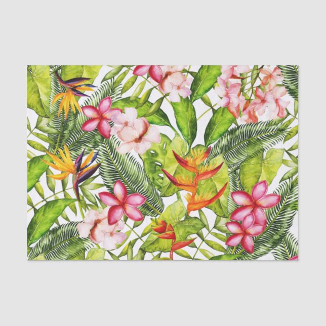 Papel De Seda Flores exóticas de la selva de la hawaiana (Anverso)