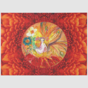 Papel De Seda FLORES, Fantasía Amarilla Roja