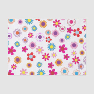 Papel De Seda Flores felices divertidas y coloridas sobre fondo 