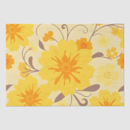 Papel De Seda Flores Florales Amarillas Retro Sunshine