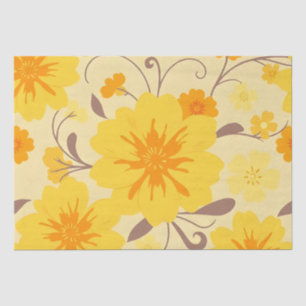 Papel De Seda Flores Florales Amarillas Retro Sunshine