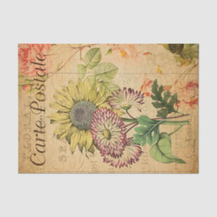 Papel De Seda Flores florales de girasol vintage francés
