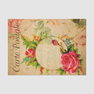 Papel De Seda Flores florales de rosas rojas vintage