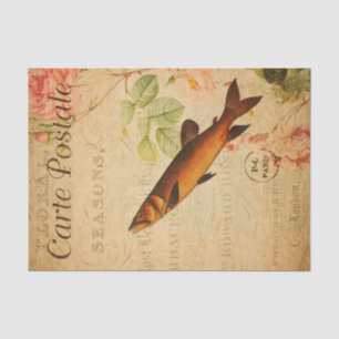 Papel De Seda Flores florales de salmón de color vintage tipo pe