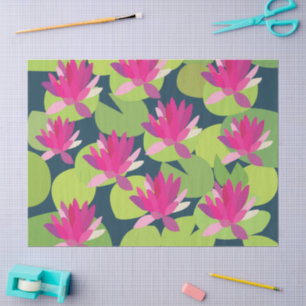 Papel De Seda Flores Florales Loto Rosa Nenúfar