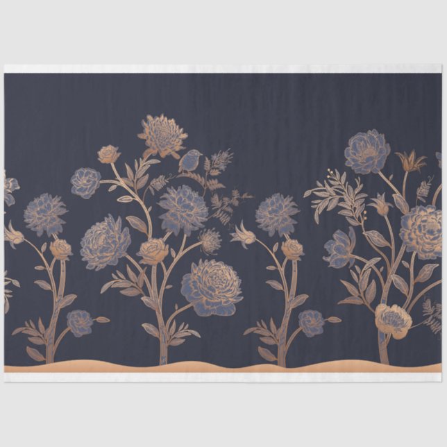 Papel De Seda Flores florecientes en una línea (Anverso)