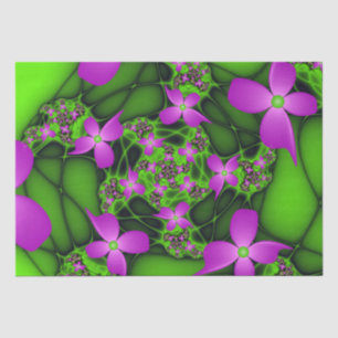 Papel De Seda Flores fractales abstractas modernas neón rosa ver