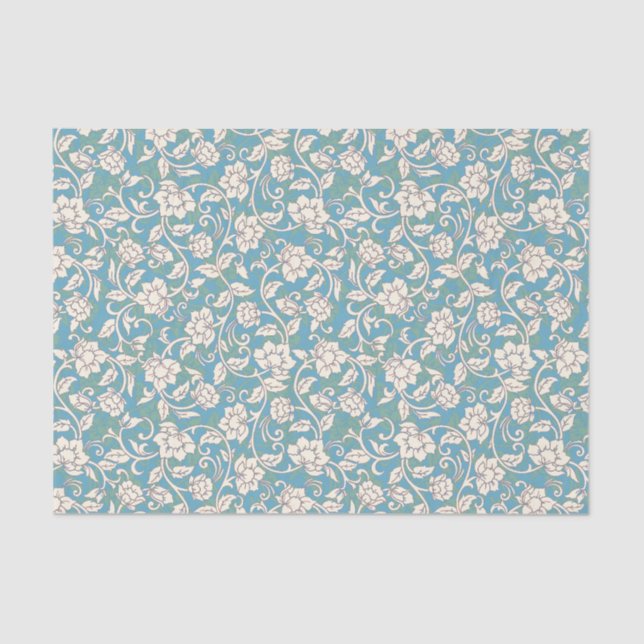 Papel De Seda Flores giratorias amarillas y azules (Anverso)