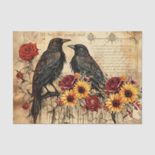 Papel De Seda Flores giratorias rojas inspiradas en vintage Rave