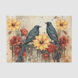 Papel De Seda Flores giratorias rojas inspiradas en vintage Rave