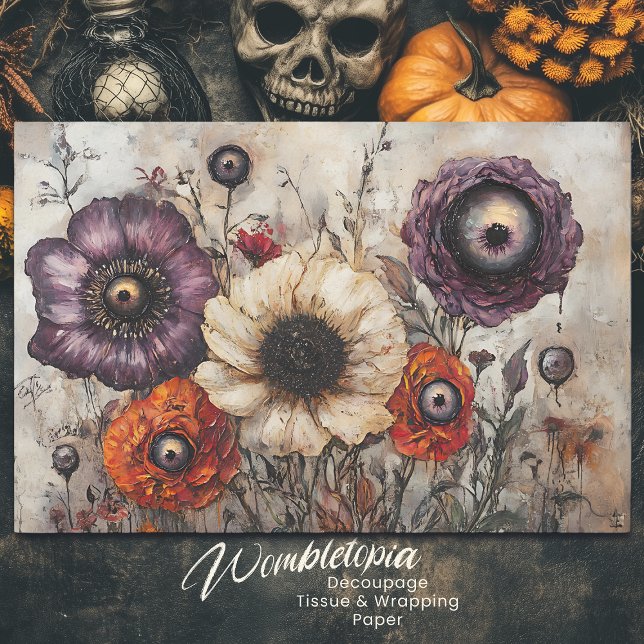Papel De Seda Flores góticas con ojos morados y Naranjas desconc (Subido por el creador)
