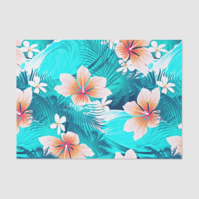 Papel De Seda Flores hibiscus en la playa (Anverso)