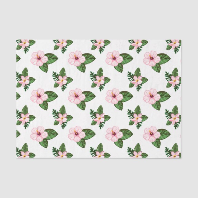 Papel De Seda Flores Hibiscus rosadas (serie 41 rosa) (Anverso)