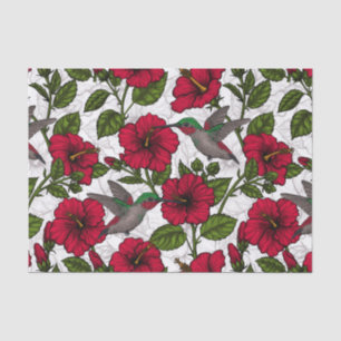 Papel De Seda Flores hibiscus y colibríes