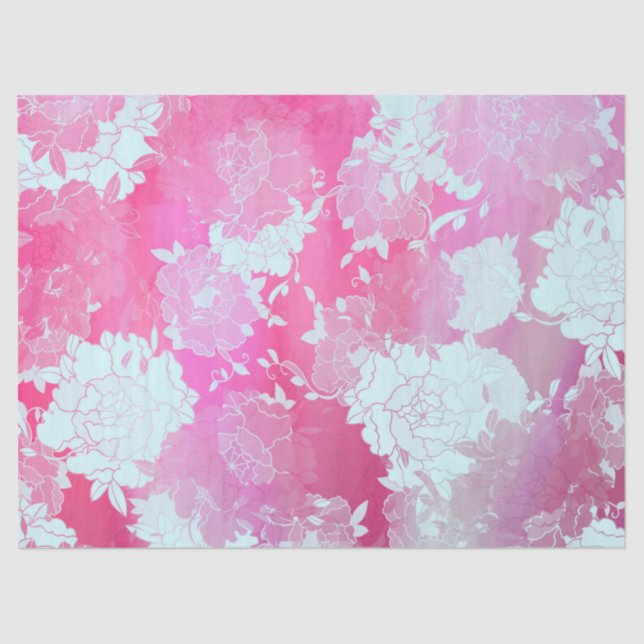 Papel De Seda Flores japonesas patrones azules (Anverso)