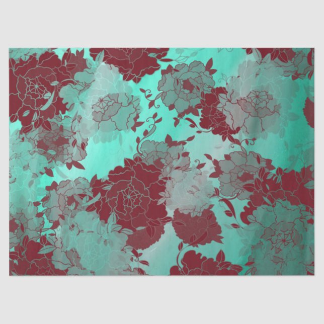 Papel De Seda Flores japonesas patrones azules (Anverso)