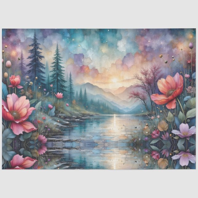 Papel De Seda Flores junto al agua (Anverso)