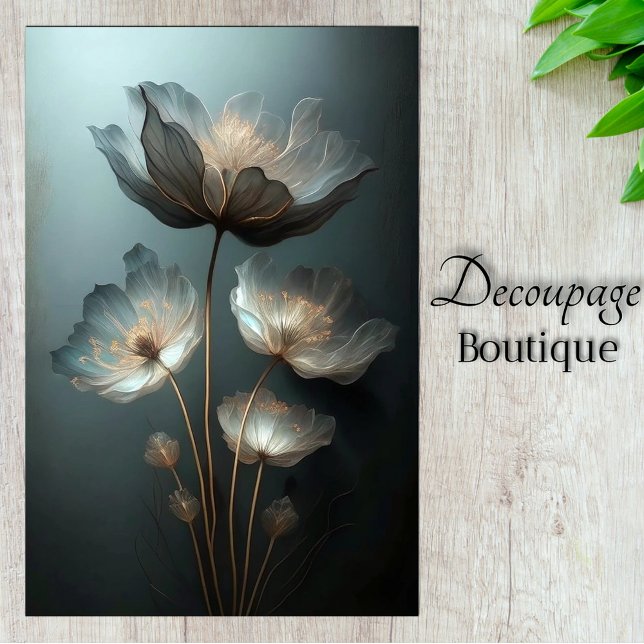 Papel De Seda Flores Luminosas Traslúcidas Decoupage (Luminous Translucent Flowers Decoupage Tissue Paper)