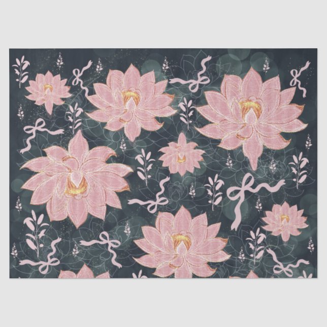 Papel De Seda Flores mágicas con diseño de purpurina  (Anverso)