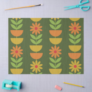 Papel De Seda Flores Mid Mod con semicírculos geométricos 