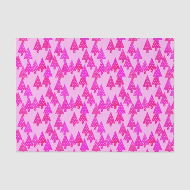 Papel De Seda Flores modernas árboles de Navidad - rosa fucsia (Anverso)